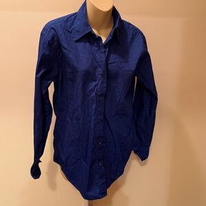 Ralph Lauren blue label royal blue 100% cotton button down shirt women’s 8 L47